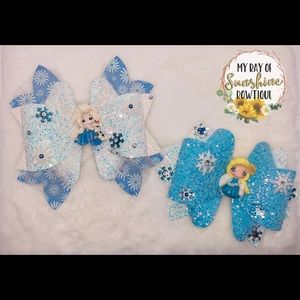 Handma 6” Frozen Elsa glitter bows